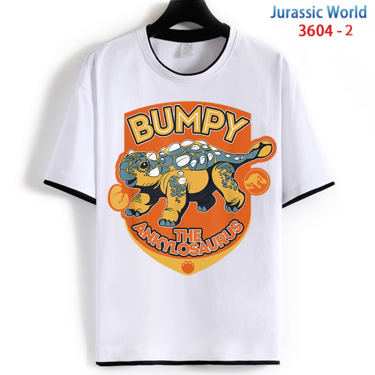 Jurassic World Cotton crew neck black and white trim short-sleeved T-shirt from S to 4XL HM-3604-2