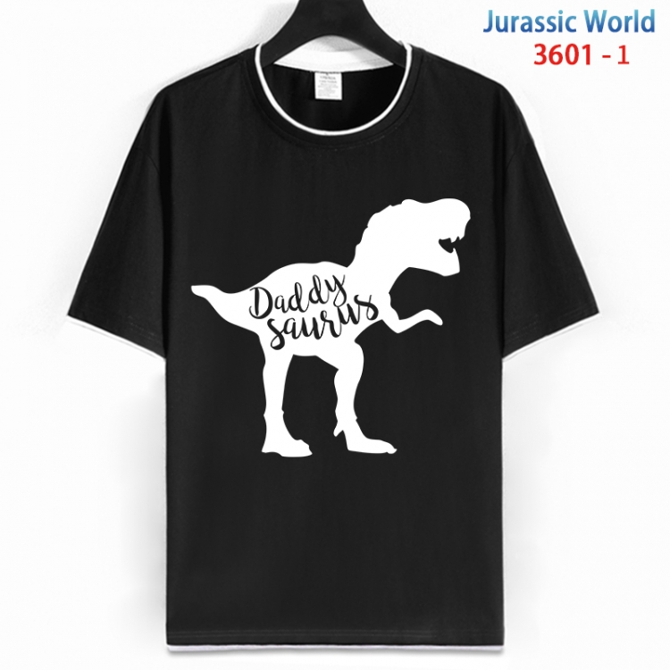 Jurassic World Cotton crew neck black and white trim short-sleeved T-shirt from S to 4XL  HM-3601-1