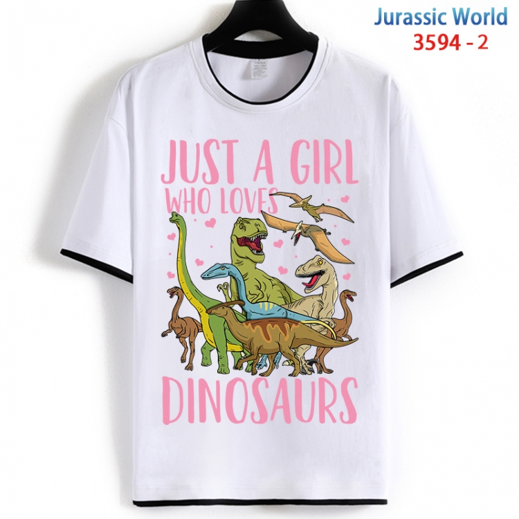 Jurassic World Cotton crew neck black and white trim short-sleeved T-shirt from S to 4XL  HM-3594-2