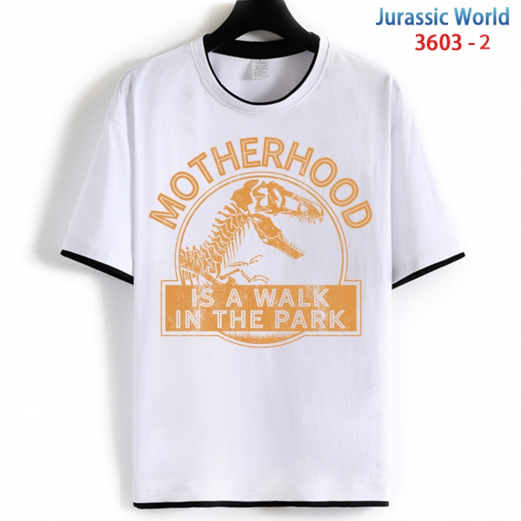 Jurassic World Cotton crew neck black and white trim short-sleeved T-shirt from S to 4XL HM-3603-2