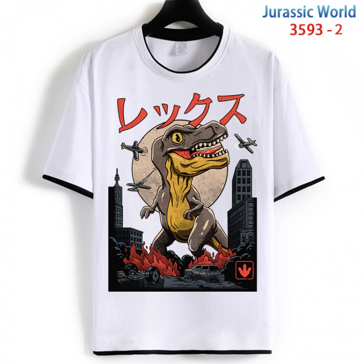 Jurassic World Cotton crew neck black and white trim short-sleeved T-shirt from S to 4XL HM-3593-2