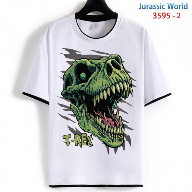 Jurassic World Cotton crew neck black and white trim short-sleeved T-shirt from S to 4XL HM-3595-2