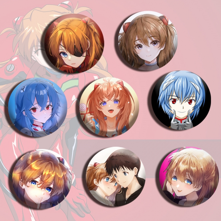 EVA Anime tinplate brooch badge a set of 8