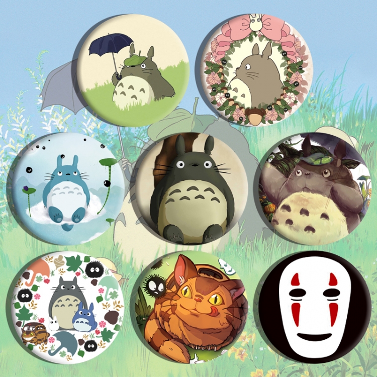 TOTORO Anime tinplate brooch badge a set of 8