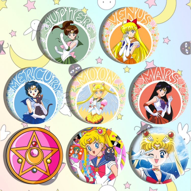 sailormoon Anime tinplate brooch badge a set of 8