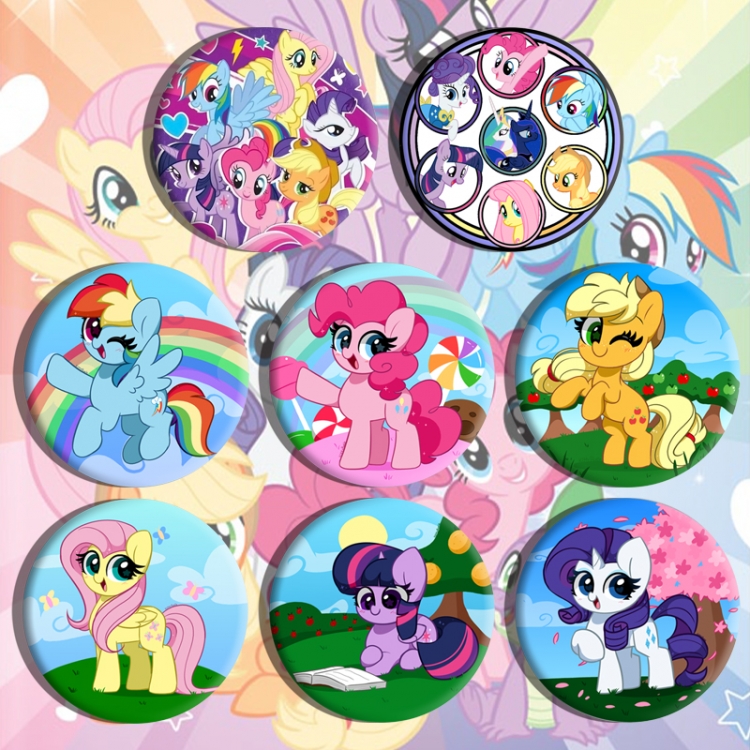 My Little Pony Anime tinplate brooch badge a set of 8