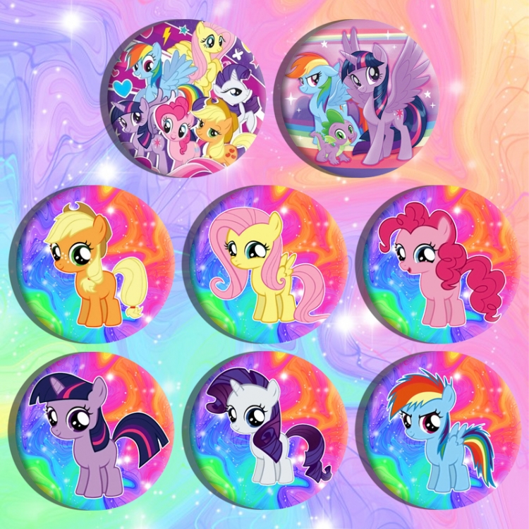 My Little Pony Anime tinplate brooch badge a set of 8