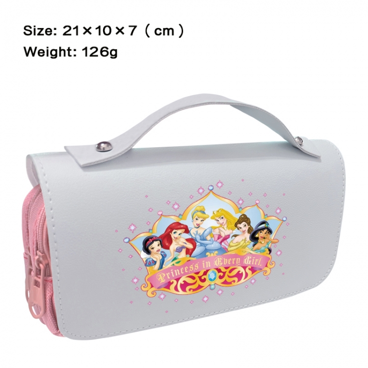 Disney Anime PU canvas flip three color portable pen bag 21X10X7cm