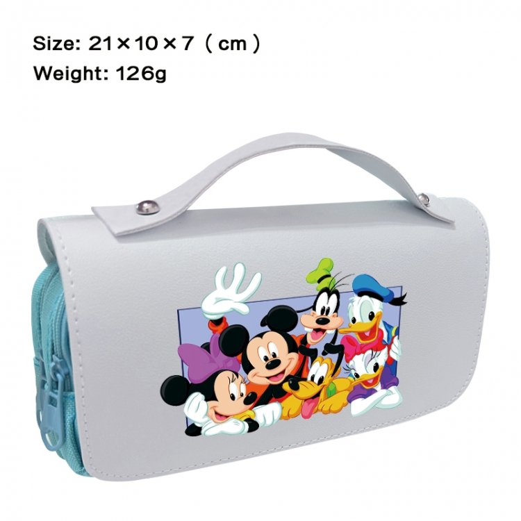 Disney Anime PU canvas flip three color portable pen bag 21X10X7cm