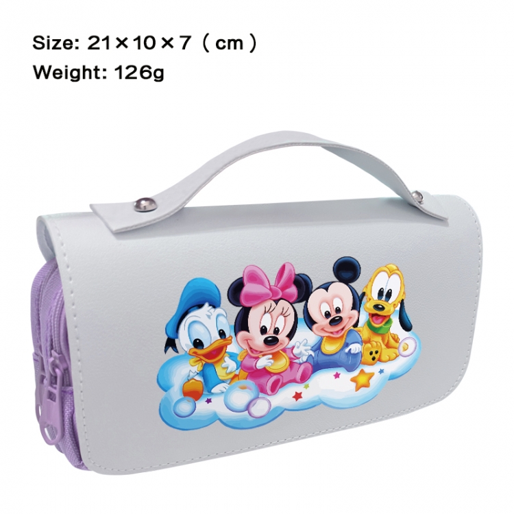 Disney Anime PU canvas flip three color portable pen bag 21X10X7cm