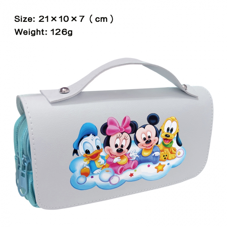 Disney Anime PU canvas flip three color portable pen bag 21X10X7cm