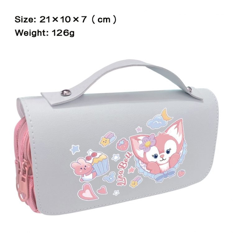 Disney Anime PU canvas flip three color portable pen bag 21X10X7cm