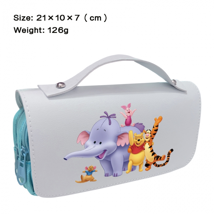 Disney Anime PU canvas flip three color portable pen bag 21X10X7cm