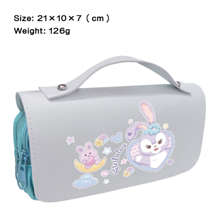 Disney Anime PU canvas flip three color portable pen bag 21X10X7cm