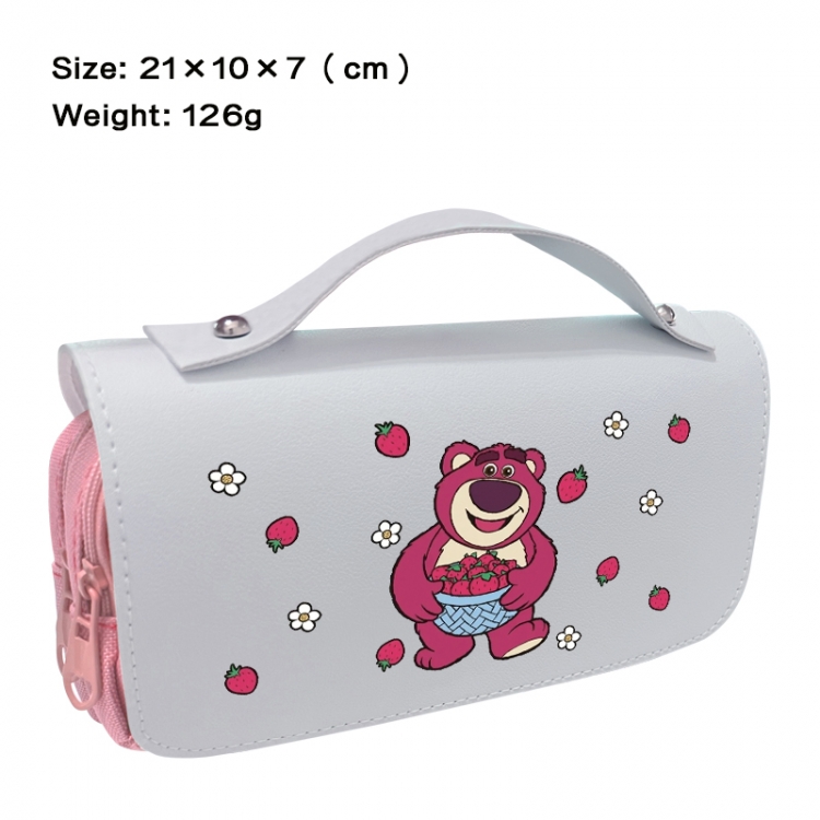 Disney Anime PU canvas flip three color portable pen bag 21X10X7cm