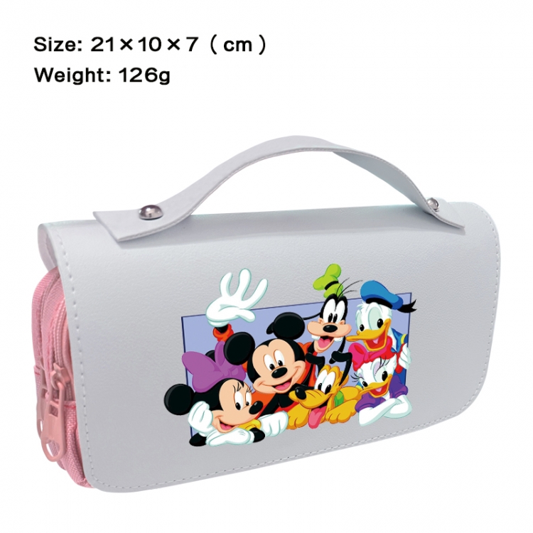 Disney Anime PU canvas flip three color portable pen bag 21X10X7cm