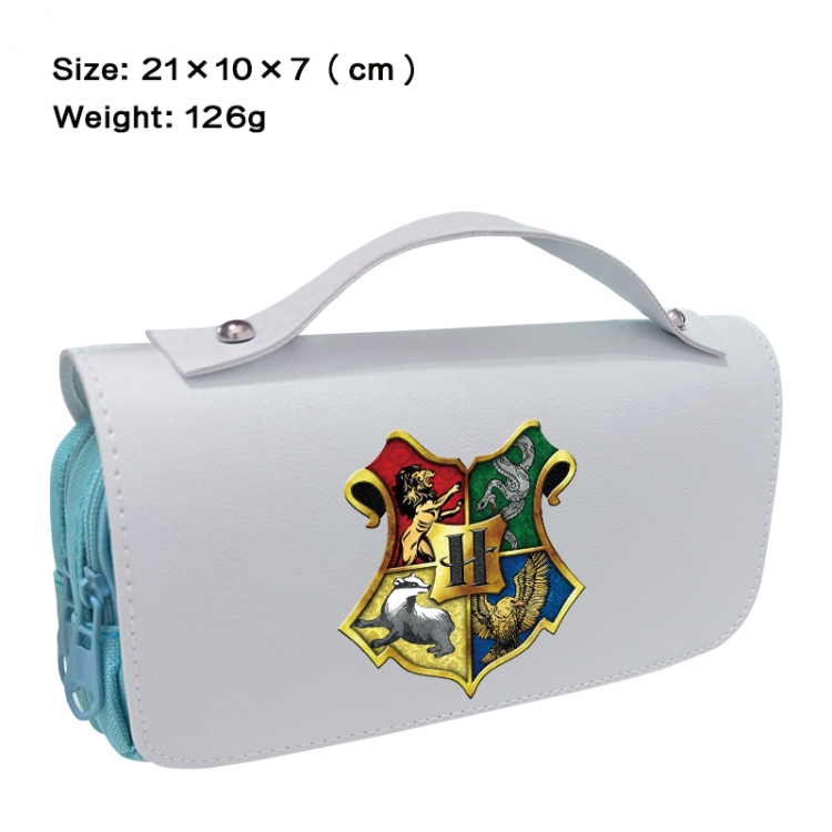 Harry Potter Anime PU canvas flip three color portable pen bag 21X10X7cm