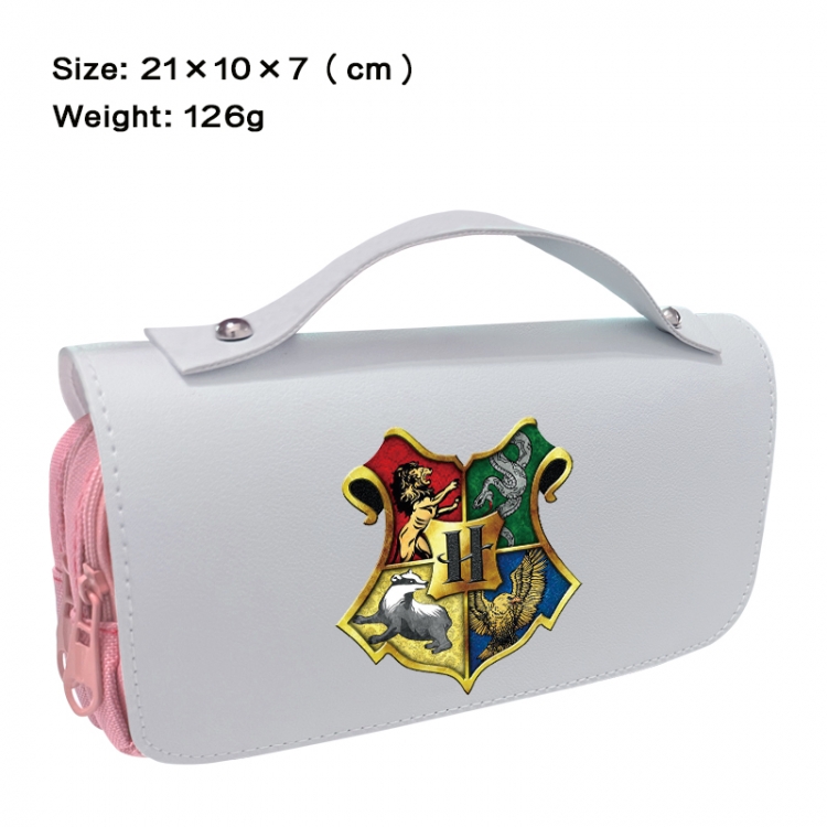 Harry Potter Anime PU canvas flip three color portable pen bag 21X10X7cm