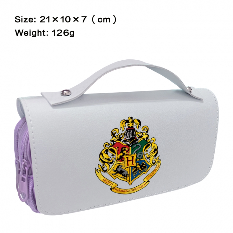 Harry Potter Anime PU canvas flip three color portable pen bag 21X10X7cm
