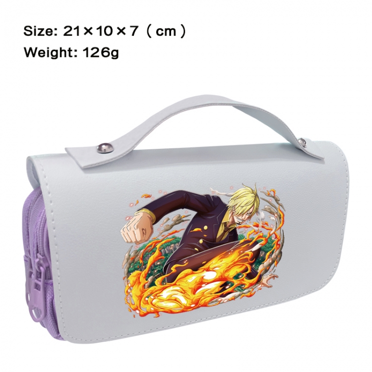 One Piece Anime PU canvas flip three color portable pen bag 21X10X7cm