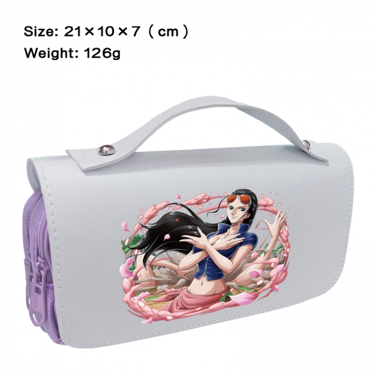 One Piece Anime PU canvas flip three color portable pen bag 21X10X7cm