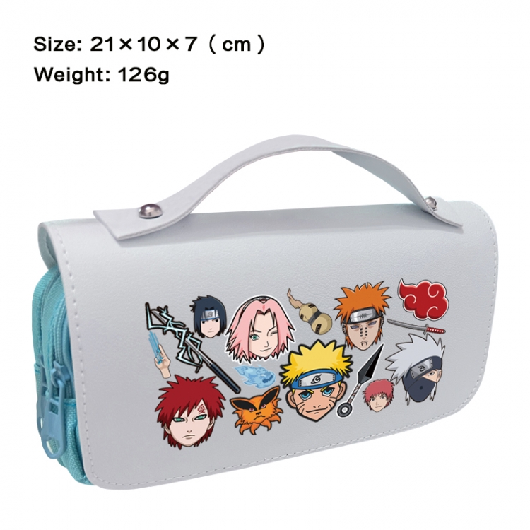 Naruto Anime PU canvas flip three color portable pen bag 21X10X7cm