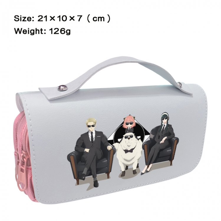 SPY×FAMILY Anime PU canvas flip three color portable pen bag 21X10X7cm