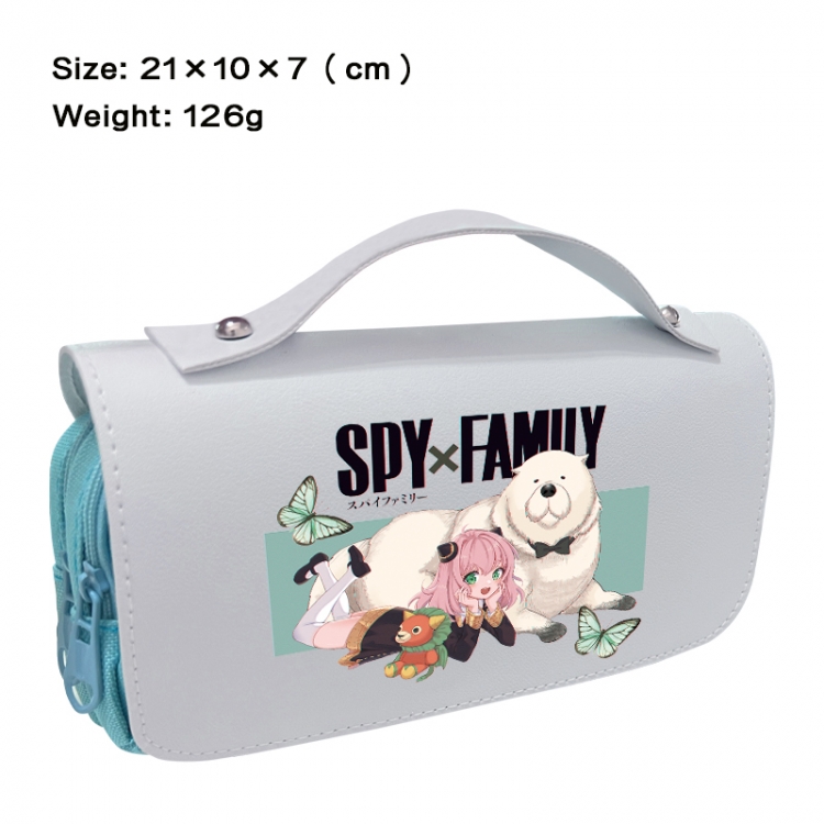 SPY×FAMILY Anime PU canvas flip three color portable pen bag 21X10X7cm