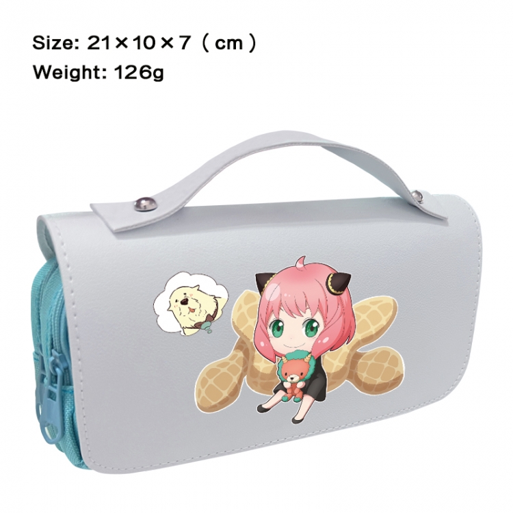 SPY×FAMILY Anime PU canvas flip three color portable pen bag 21X10X7cm