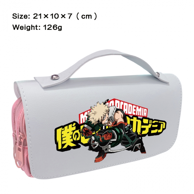 My Hero Academia Anime PU canvas flip three color portable pen bag 21X10X7cm