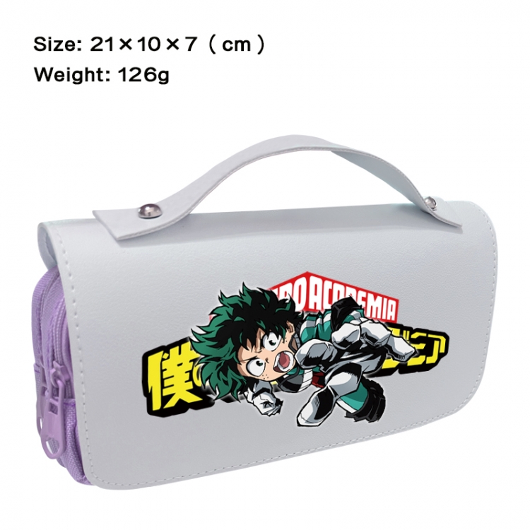 My Hero Academia Anime PU canvas flip three color portable pen bag 21X10X7cm