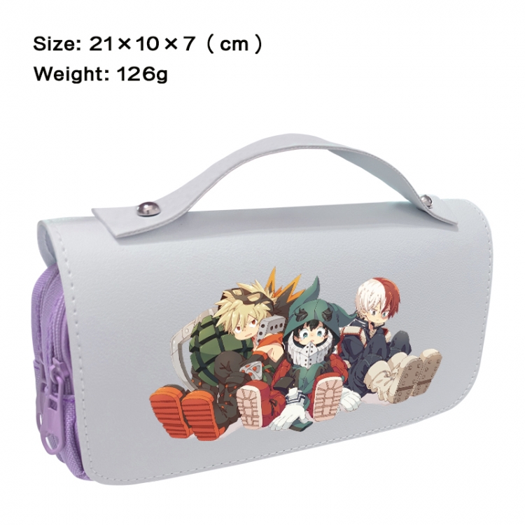 My Hero Academia Anime PU canvas flip three color portable pen bag 21X10X7cm