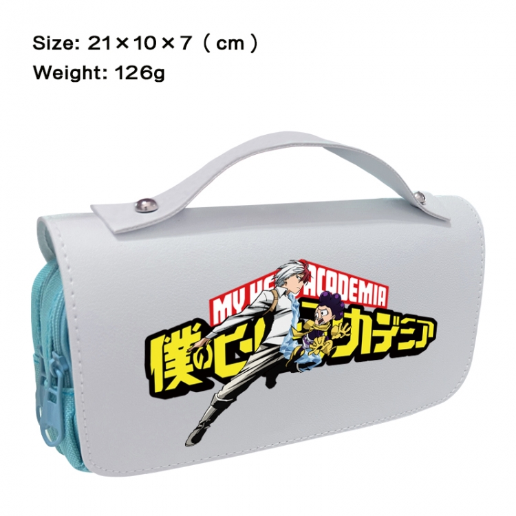 My Hero Academia Anime PU canvas flip three color portable pen bag 21X10X7cm