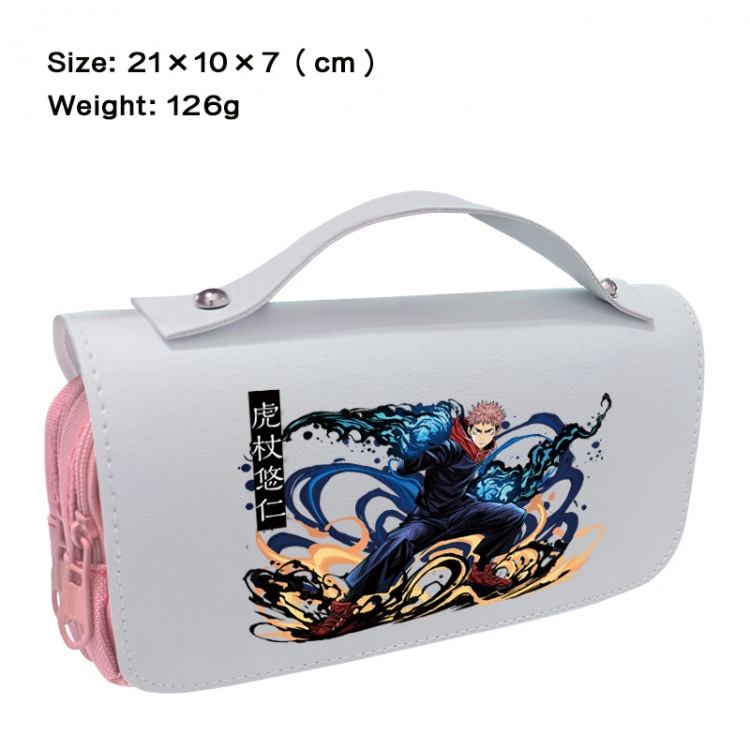Jujutsu Kaisen Anime PU canvas flip three color portable pen bag 21X10X7cm