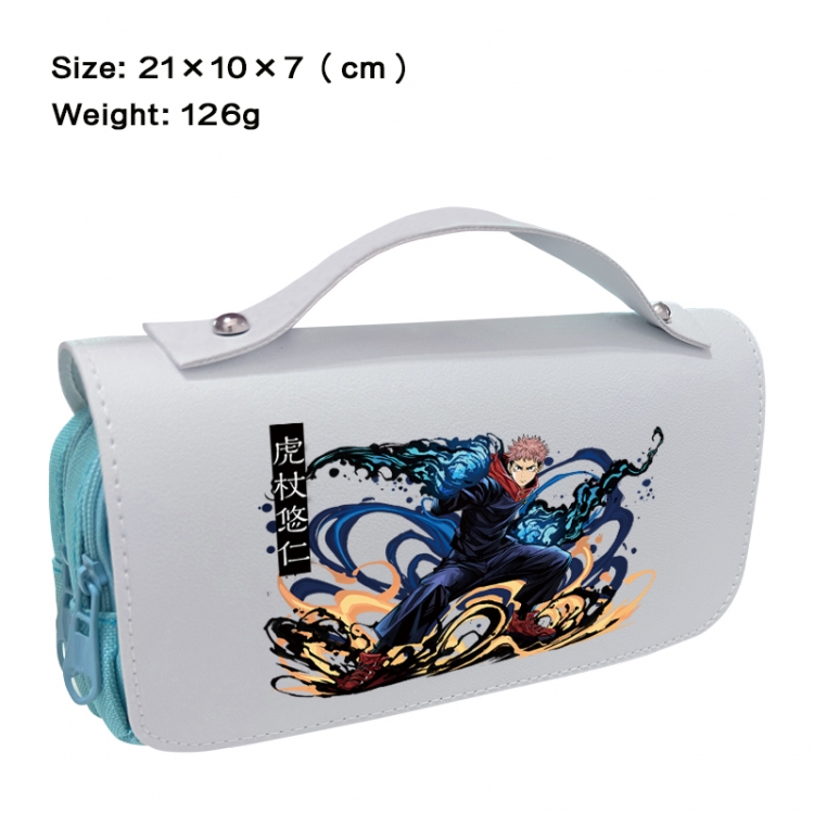 Jujutsu Kaisen Anime PU canvas flip three color portable pen bag 21X10X7cm