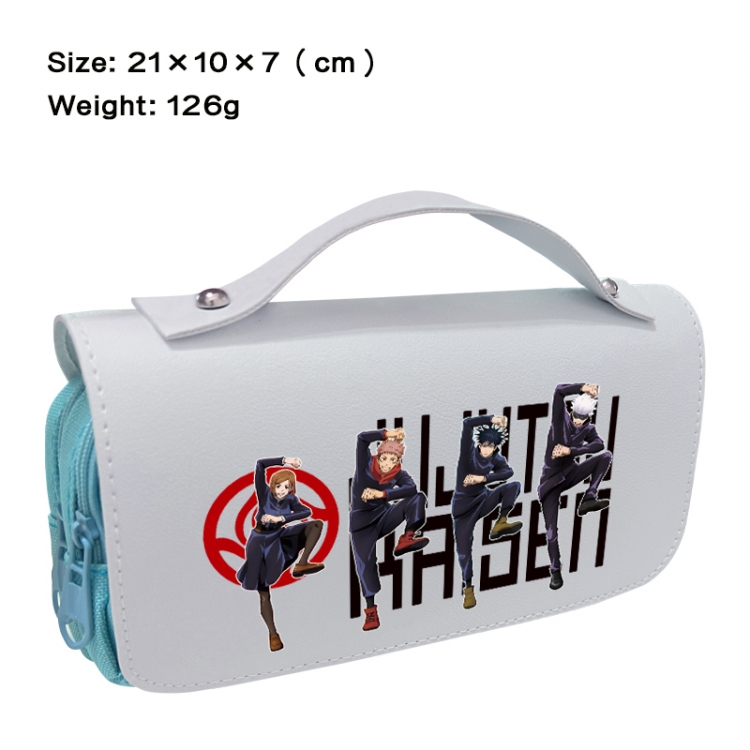 Jujutsu Kaisen Anime PU canvas flip three color portable pen bag 21X10X7cm
