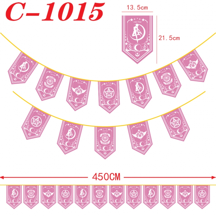 sailormoon Halloween Christmas String Flag Inverted Triangle Flag 13.5x21.5cm C-1015