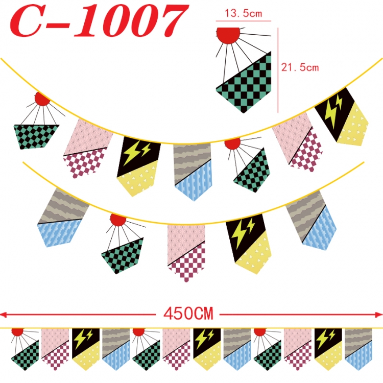 Demon Slayer Kimets Halloween Christmas String Flag Inverted Triangle Flag 13.5x21.5cm  C-1007
