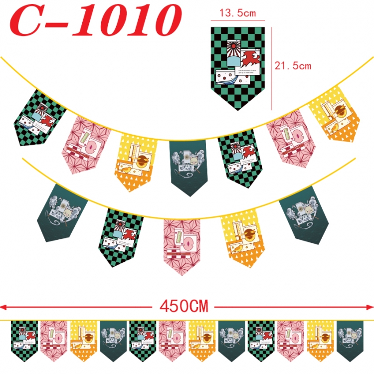 Demon Slayer Kimets Halloween Christmas String Flag Inverted Triangle Flag 13.5x21.5cm  C-1010