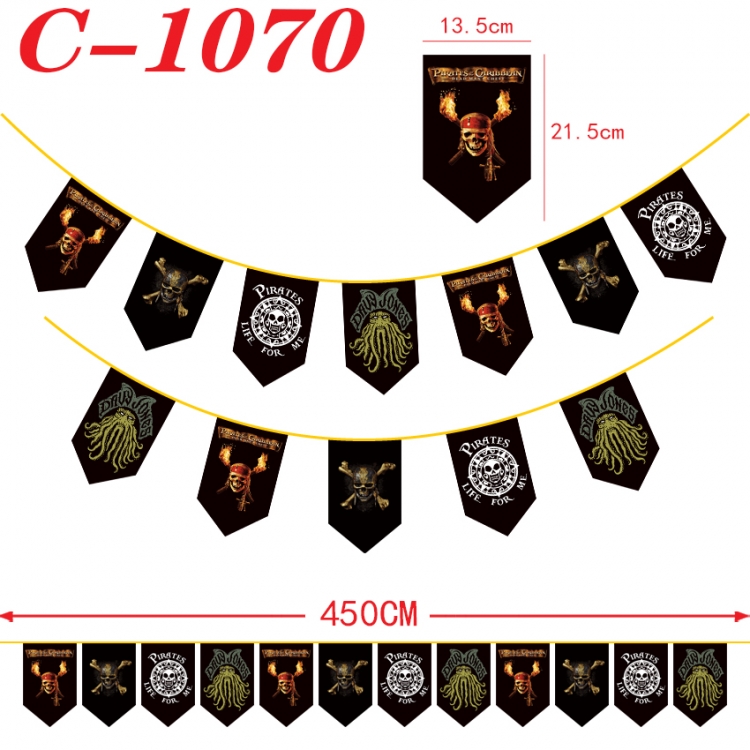 Pirates of the Caribbean Halloween Christmas String Flag Inverted Triangle Flag 13.5x21.5cm C-1070