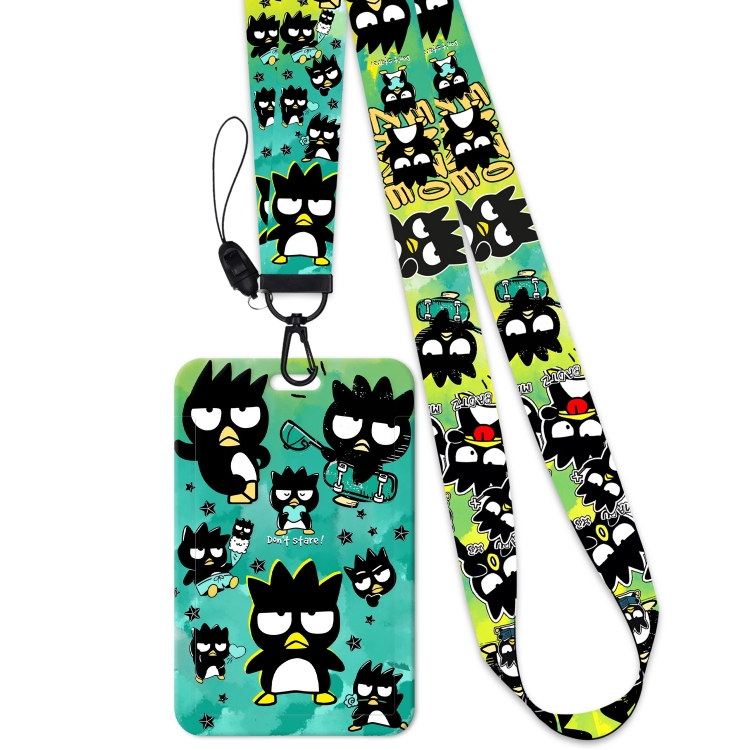 BAD BADTZ-MARU Black Button Anime Long Strap   Card Sleeve 2-Piece Set 45cm price for 2 pcs