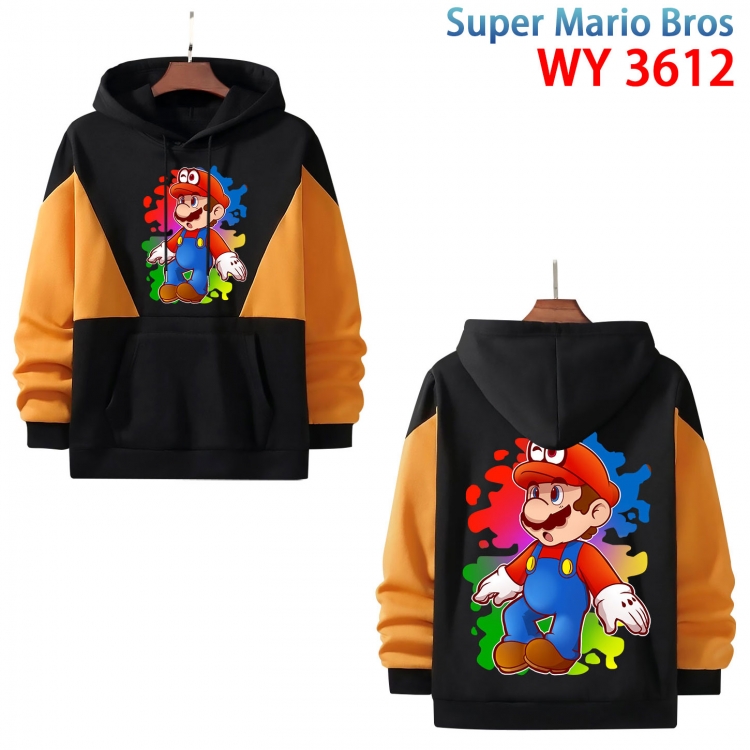Super Mario Anime color contrast patch pocket sweater from XS to 4XL WY-3612-3