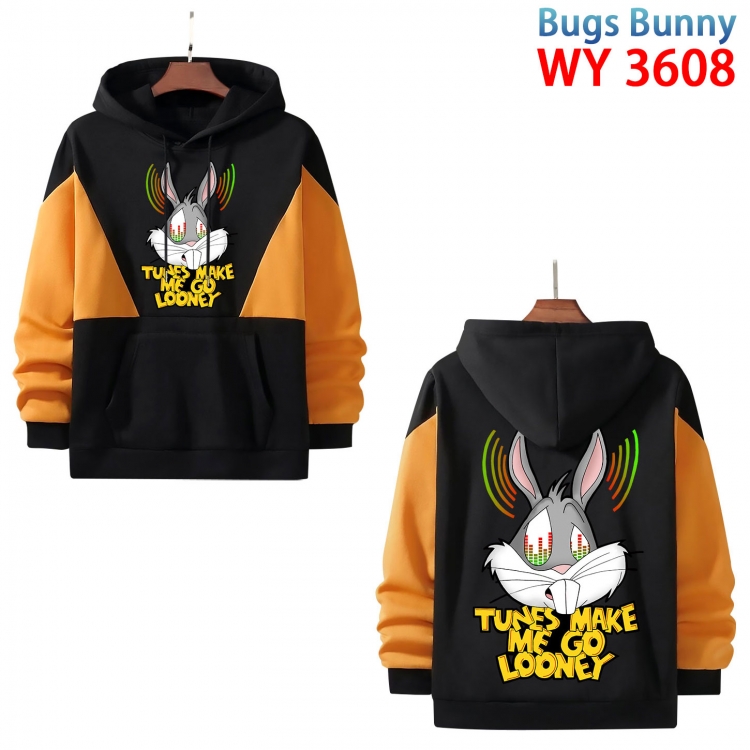 Bugs Bunny Anime color contrast patch pocket sweater from XS to 4XL WY-3608-3