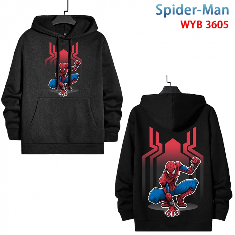 Spiderman Anime peripheral pure cotton patch pocket sweater from XS to 4XL WYB-3605-3