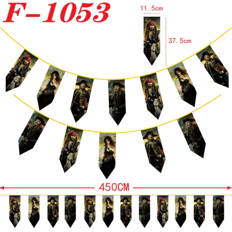 Pirates of the Caribbean Anime Surrounding Christmas Halloween Inverted Triangle Flags 450cm F-1053