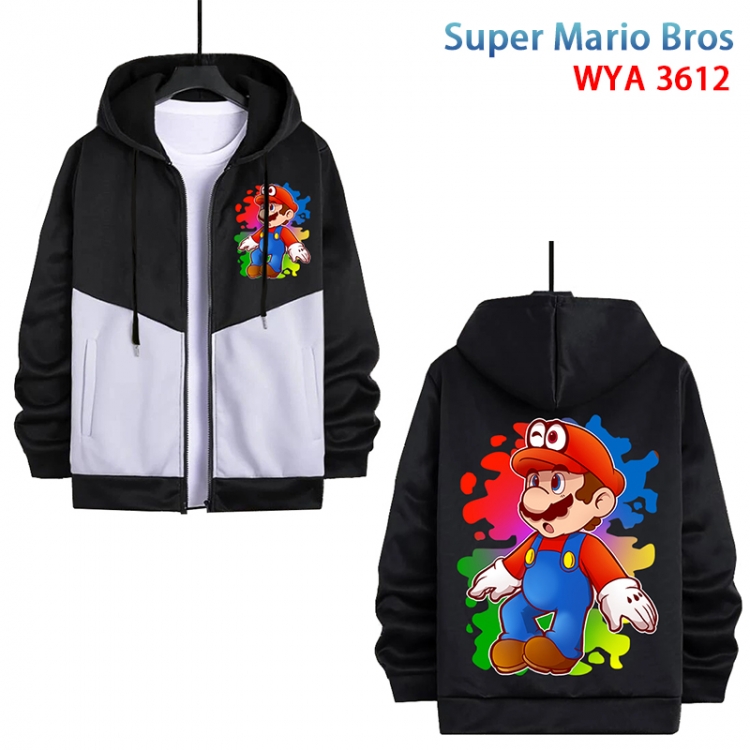 Super Mario Anime cotton zipper patch pocket sweater from S to 3XL WYA-3612-3