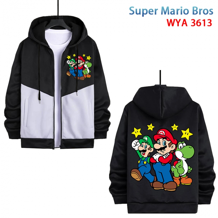 Super Mario Anime cotton zipper patch pocket sweater from S to 3XL WYA-3613-3
