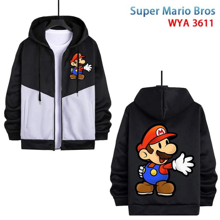 Super Mario Anime cotton zipper patch pocket sweater from S to 3XL WYA-3611-3