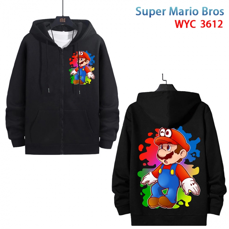 Super Mario Anime cotton zipper patch pocket sweater from S to 3XL WYC-3612-3