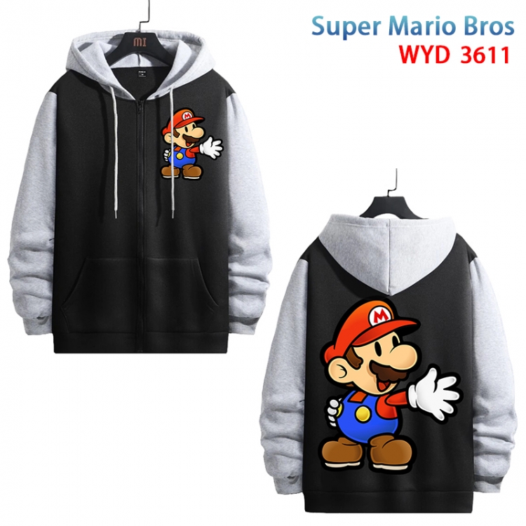 Super Mario Anime cotton zipper patch pocket sweater from S to 3XL WYD-3611-3